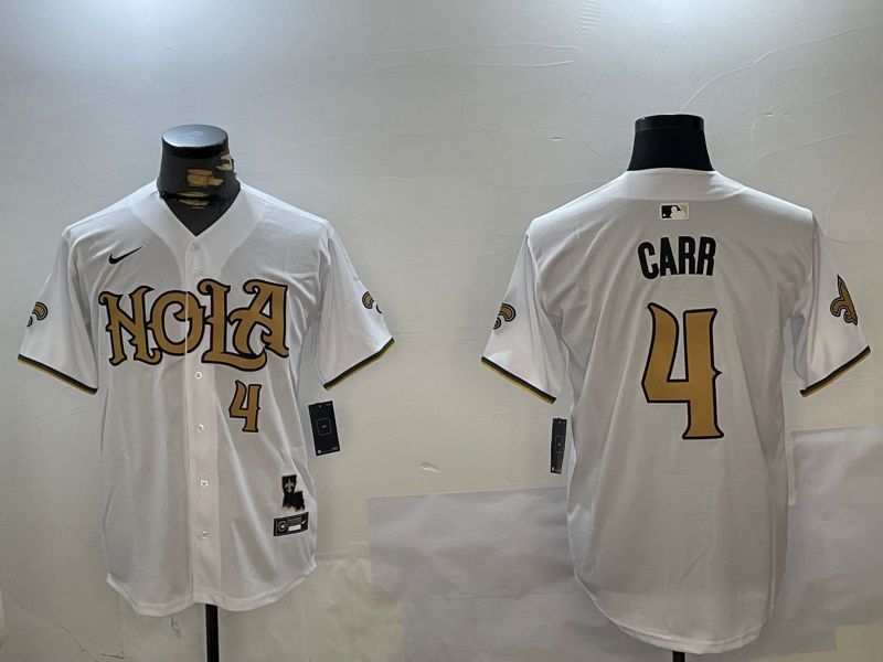 Men New Orleans Saints #4 Carr White Joint Name 2024 Nike Limited NFL Jersey style 1->pittsburgh steelers->NFL Jersey